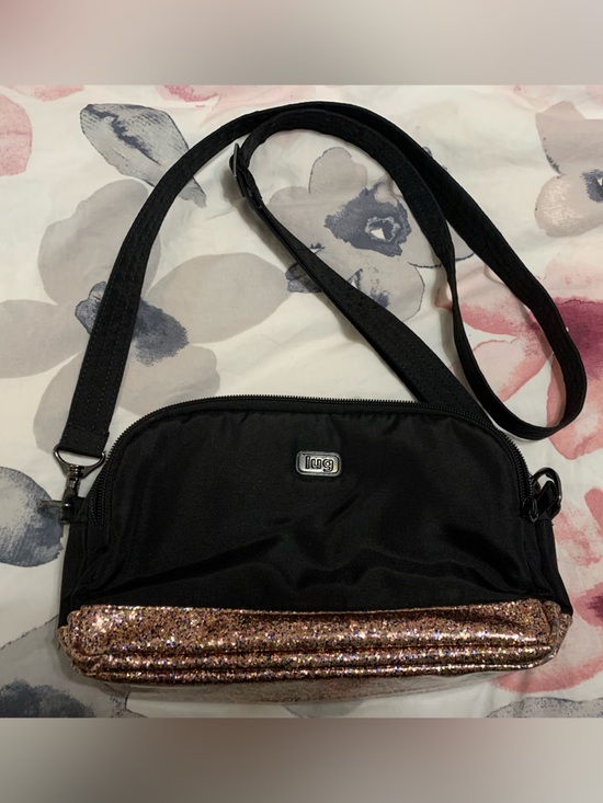 lug Handbags - lug Black Crossbody Bag with Rose Gold Glitter Base punter